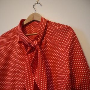 Vintage red and white polka dot bow tie blouse 14